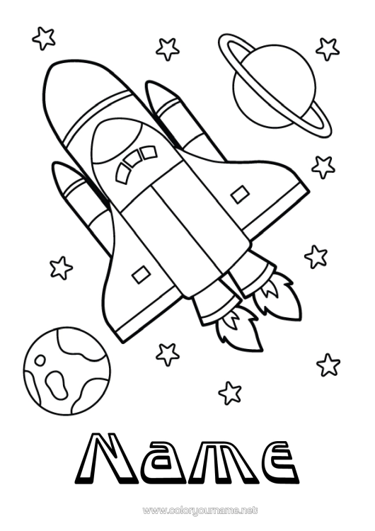 Colouring page to print Rocket Vehicles Space Aerial Vehicles