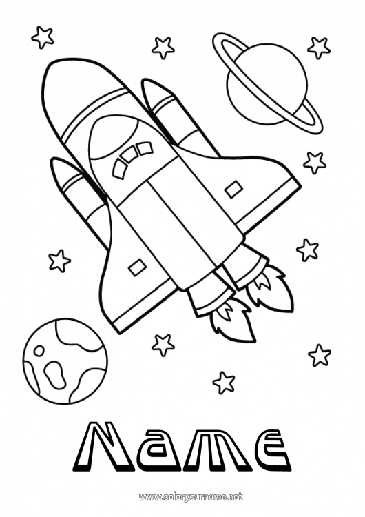 Coloring page to print Rocket Space Aerial vehicles