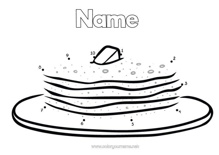Colouring page to print Children's Activities Connecting Points Candlemas Pancakes Carnival Mardi Gras Connect The Numbers
