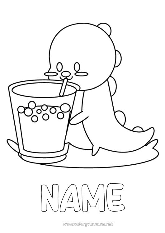 Colouring page to print Cute Cute Dinosaurs Animal