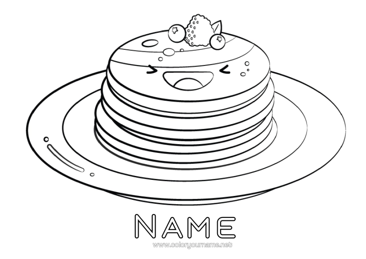 Colouring page to print Candlemas Pancakes Carnival Mardi Gras