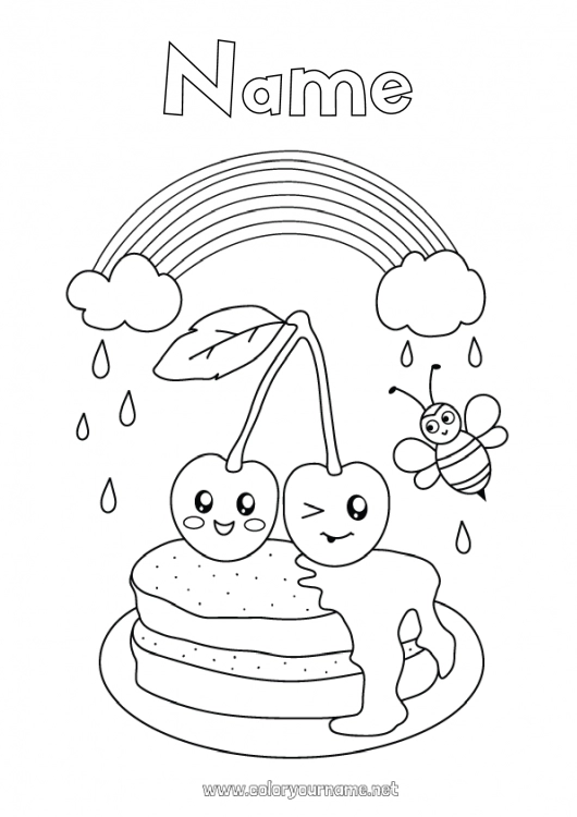 Coloring page to print Bee Candlemas, Shrove Tuesday, Pancake day Pancakes Carnival Shrove Tuesday Rainbow Insects