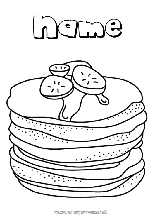 Coloring page to print Candlemas, Shrove Tuesday, Pancake day Pancakes Carnival Shrove Tuesday Fruits Banana