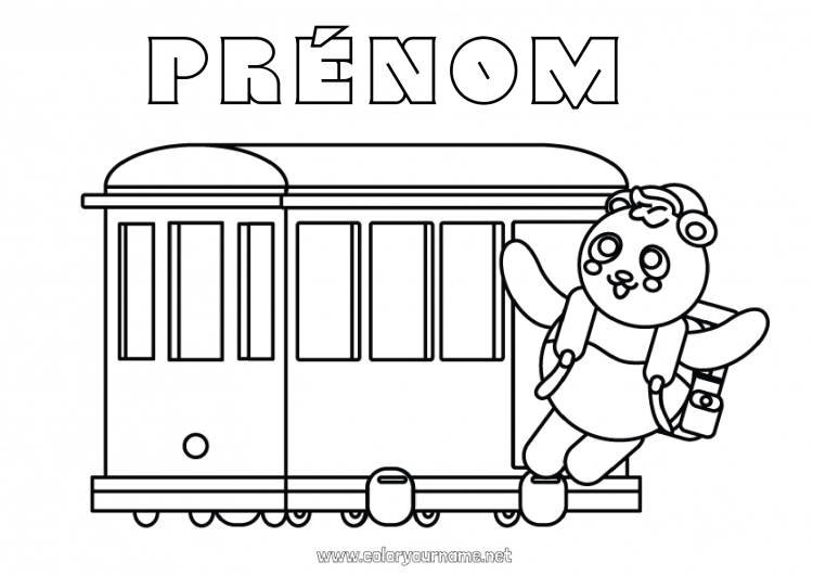 Coloriage à imprimer Véhicules Animal Train Panda Coloriages faciles Autres animaux du monde Transport en commun terrestres