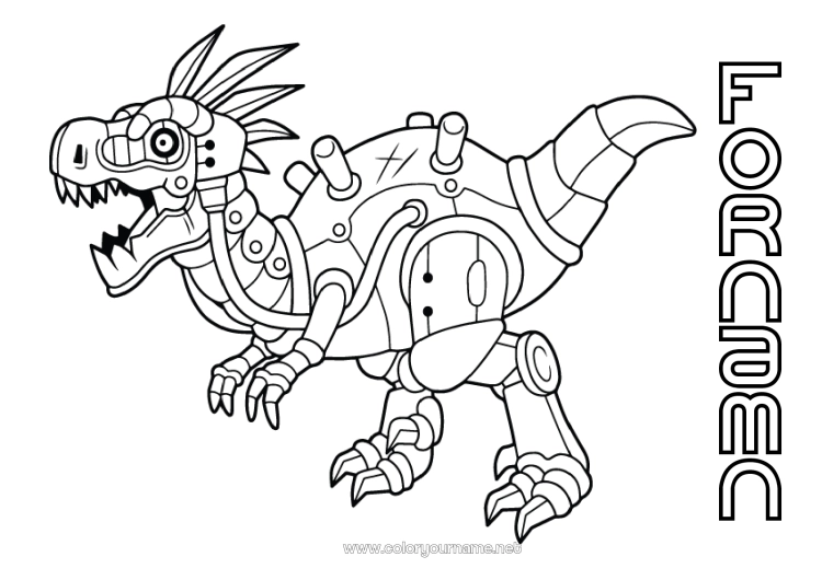 Färgläggningssida att skriva ut Robot Dinosaurier Djur