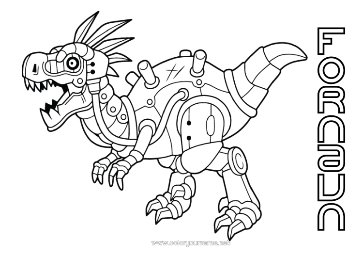 Fargeleggingssiden til utskrift Robot Dinosaurer Dyr
