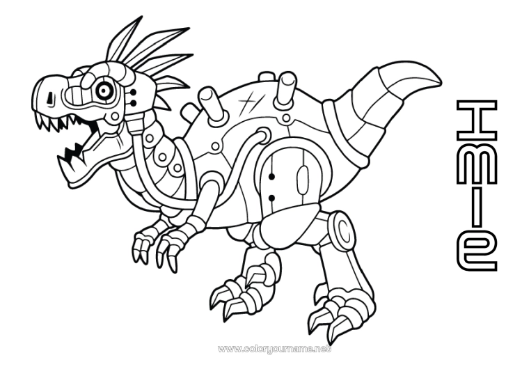Kolorowanka do wydruku Robot Dinozaury Zwierzę