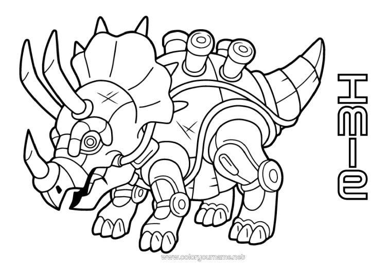 Kolorowanka do wydruku Robot Dinozaury Zwierzę Triceratops