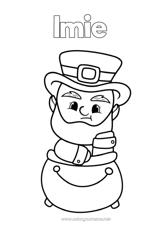 Kolorowanka do wydruku Czarodziejski kocioł Irlandia Święto Świętego Patryka Leprechaun - Leprechaun