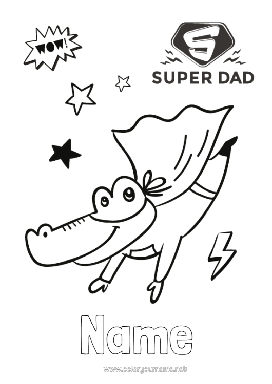 Colouring page to print Disguise Dad Crocodile Hero Reptiles