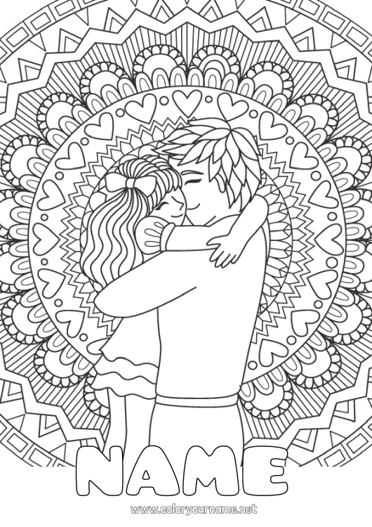 Coloring page to print Mandala Dad Girl I love you Animal