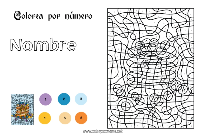 Dibujo para colorear para imprimir Colorear por números Actividades para niños Fiesta de la Candelaria Tortitas Carnaval Martes de Carnaval