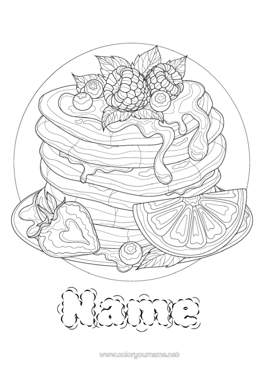 Colouring page to print Candlemas Pancakes Carnival Mardi Gras Fruit