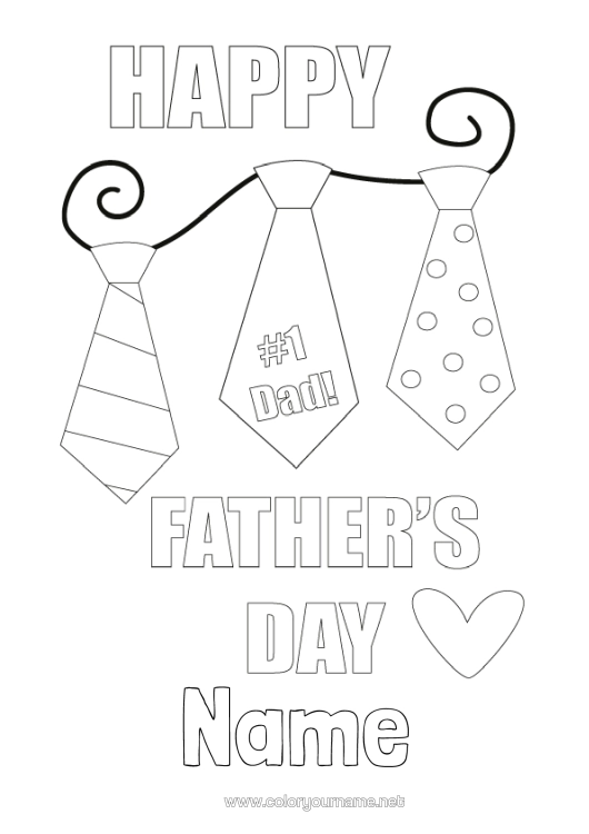 Colouring page to print Dad Happy Birthday