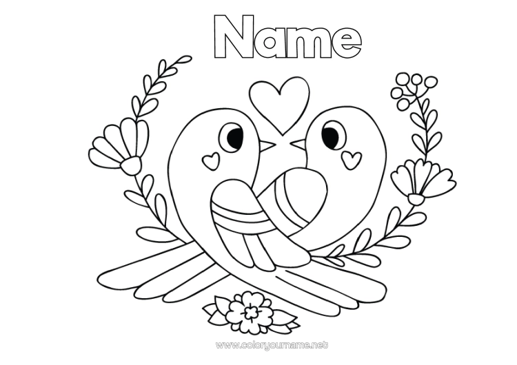 Colouring page to print Bird Spring Animal Birds And Flying Mammals