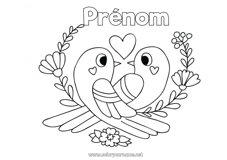 Coloriage à imprimer Oiseau Printemps Animal Oiseaux et mammifères volants