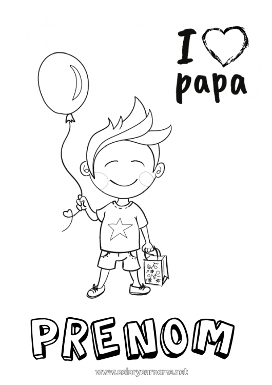 Coloriage à imprimer Papa Je t'aime