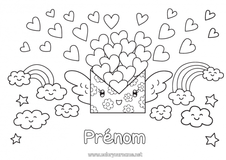 Coloriage à imprimer Arc en ciel Enveloppe