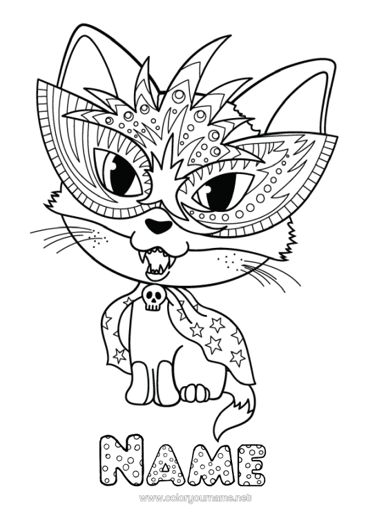 Colouring page to print Disguise Mask Cat Animal Dogs And Cats