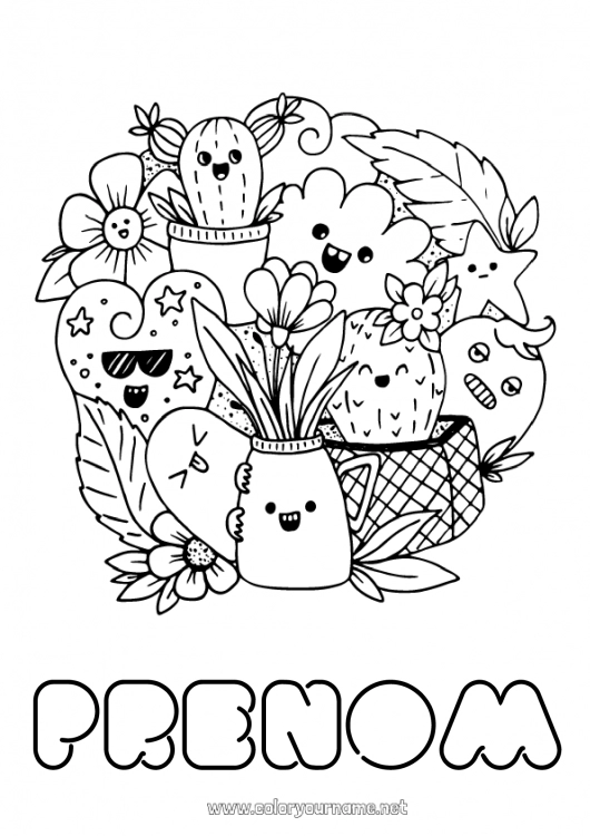 Coloriage à imprimer Mignon Kawaii Cactus