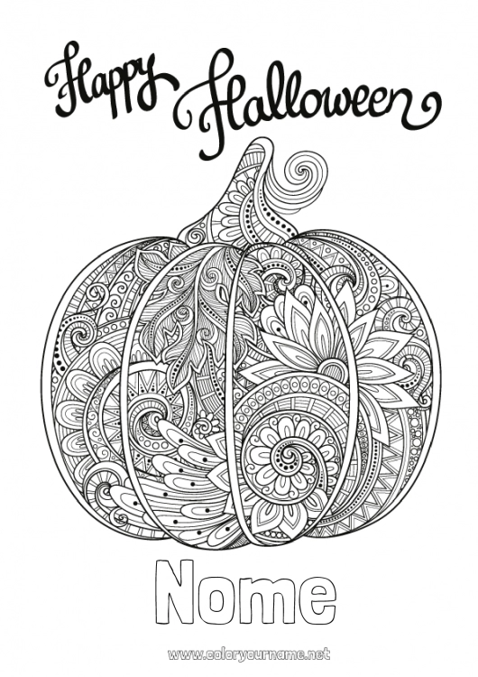 Pagina da colorare da stampare Zucca Halloween Iscrizione 