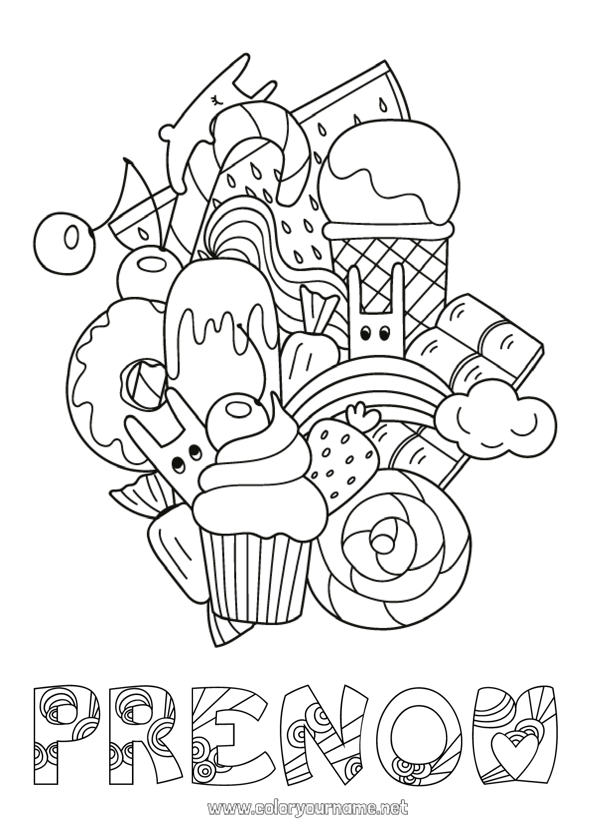 Coloriage Nourriture Kawaii à Imprimer Coloriage n°100 - Mignon Kawaii Nourriture