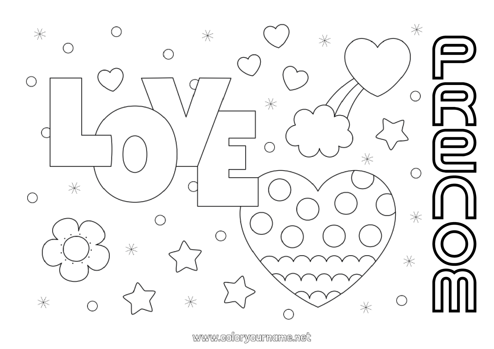 Coloriage n°1019 - Coeur Je t'aime "Love" message