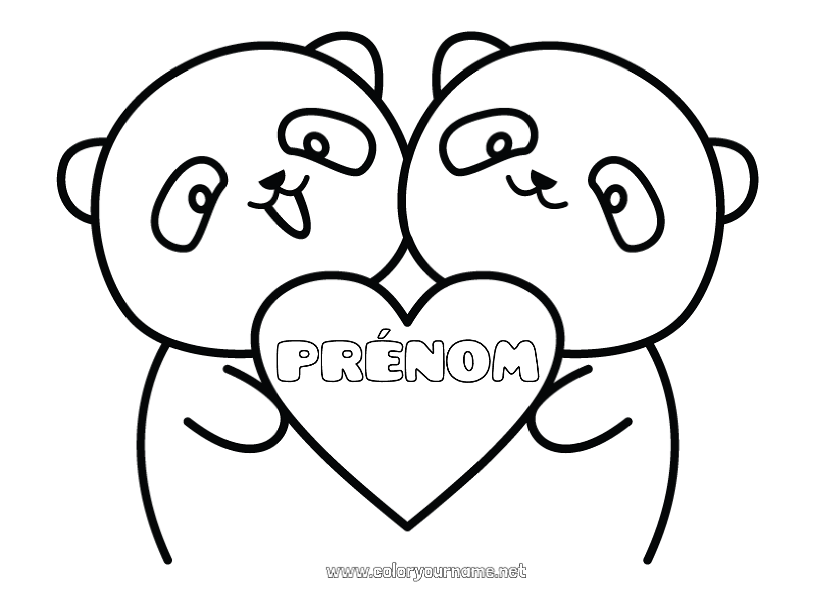 Coloriage n°1033 - Coeur Je t'aime Animal