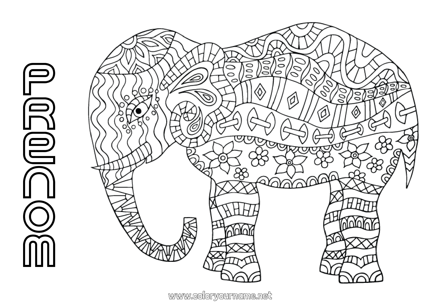 Coloriage Animaux Sauvages D afrique Coloriage n°1036 - Mandala élephant Animal