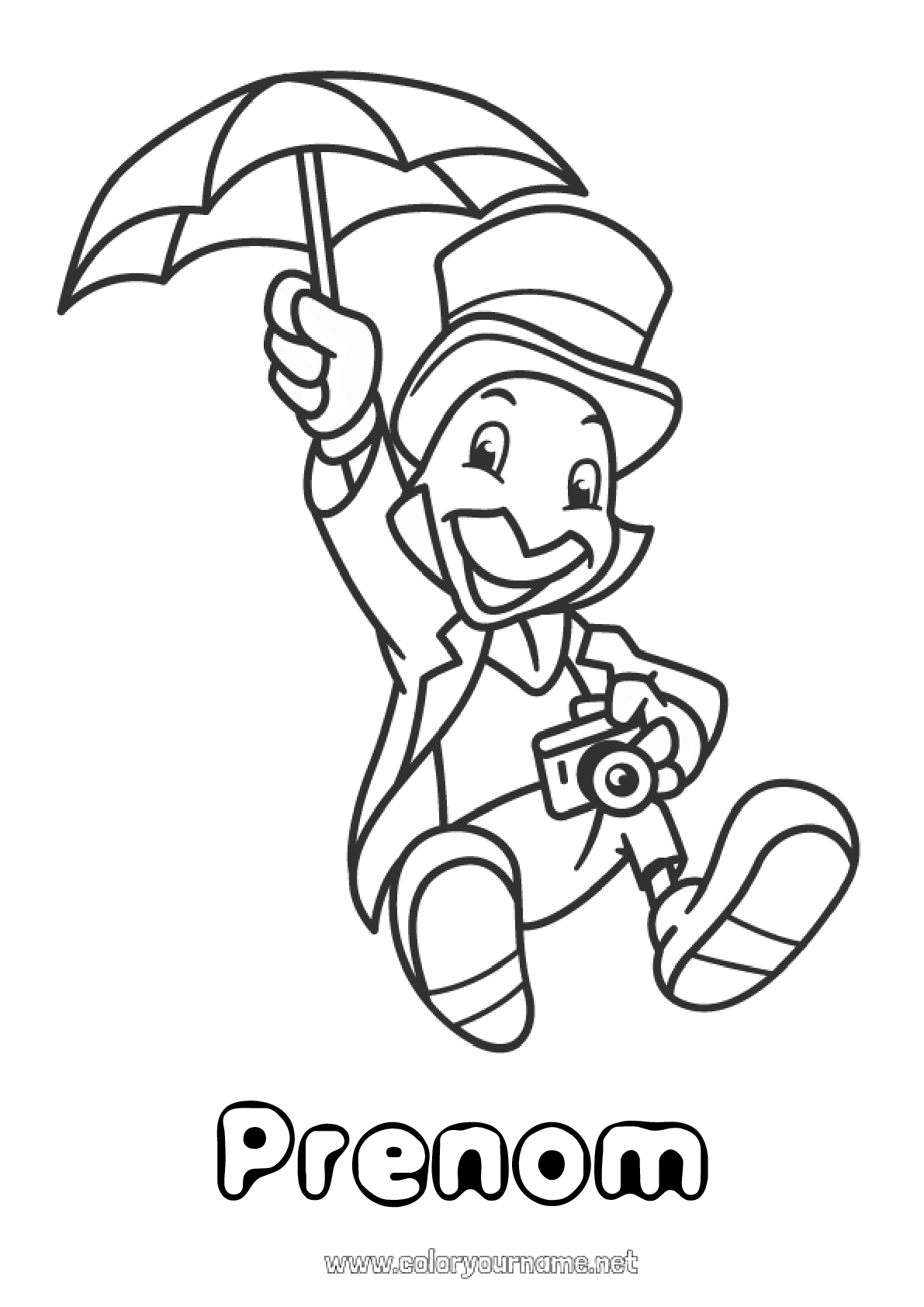 Coloriage n°1040 Pinocchio Chapeau Conte de fées