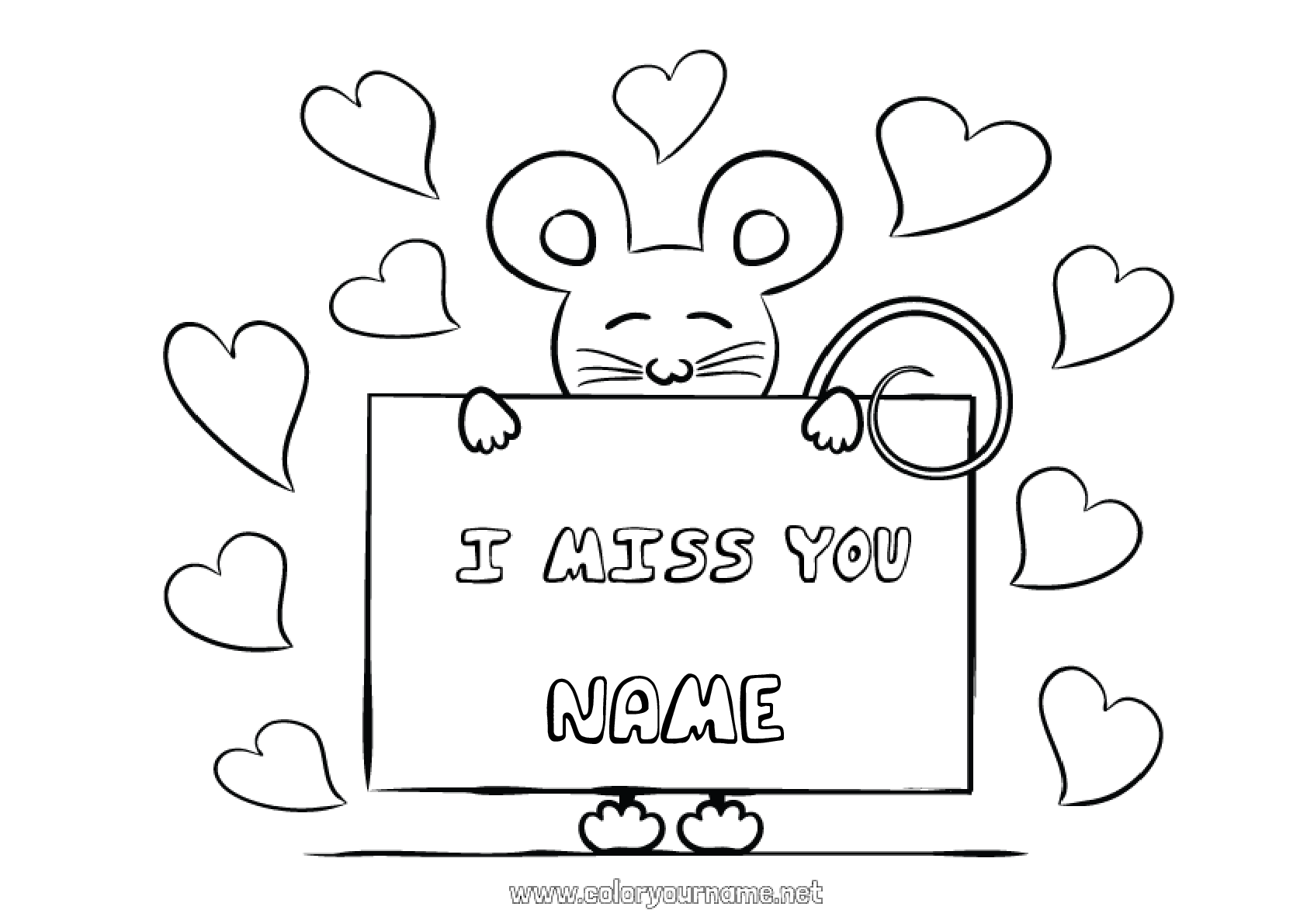 Coloring page No.1083 - Mouse Animal I miss you