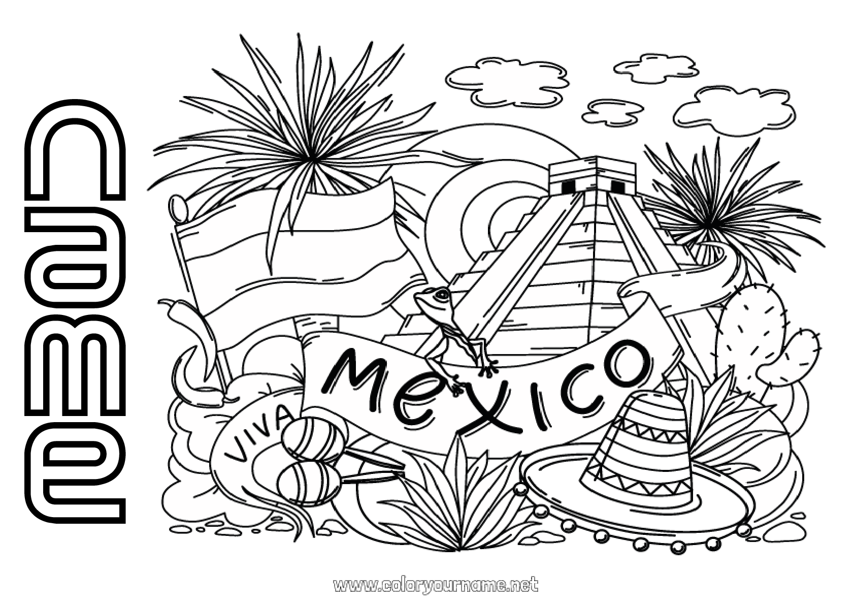 mexico state flower coloring pages