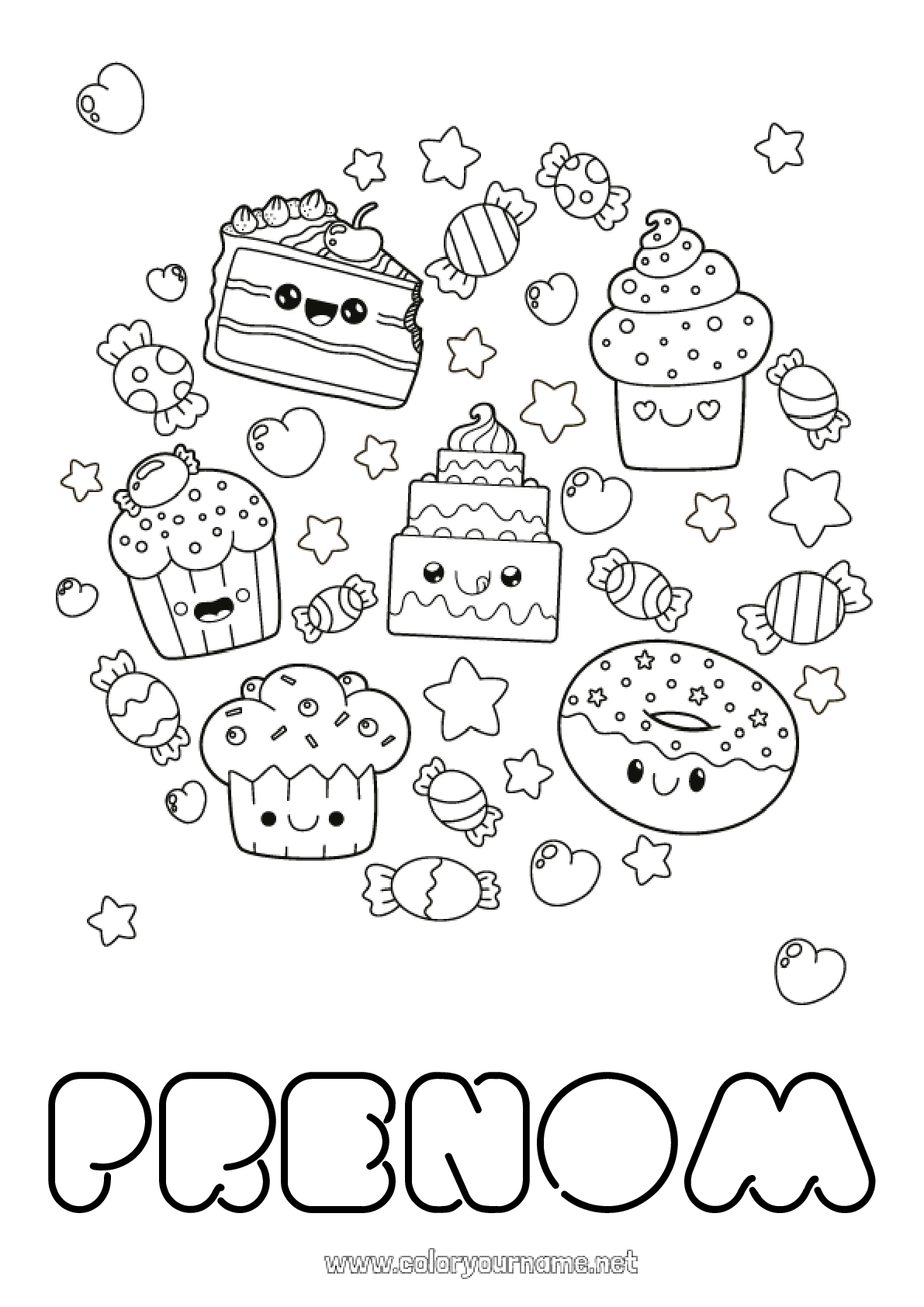 Coloriage Donuts Kawaii A Imprimer Coloriage n°109 - Mignon Kawaii Nourriture