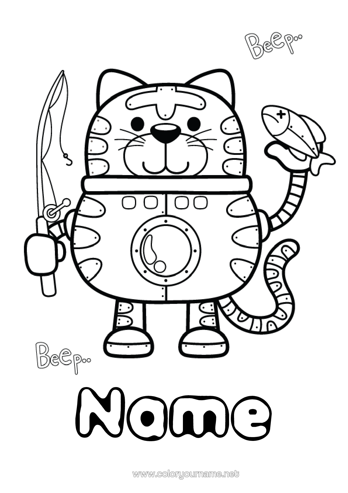 Coloring page No.1120 - Robot Cat Fishing