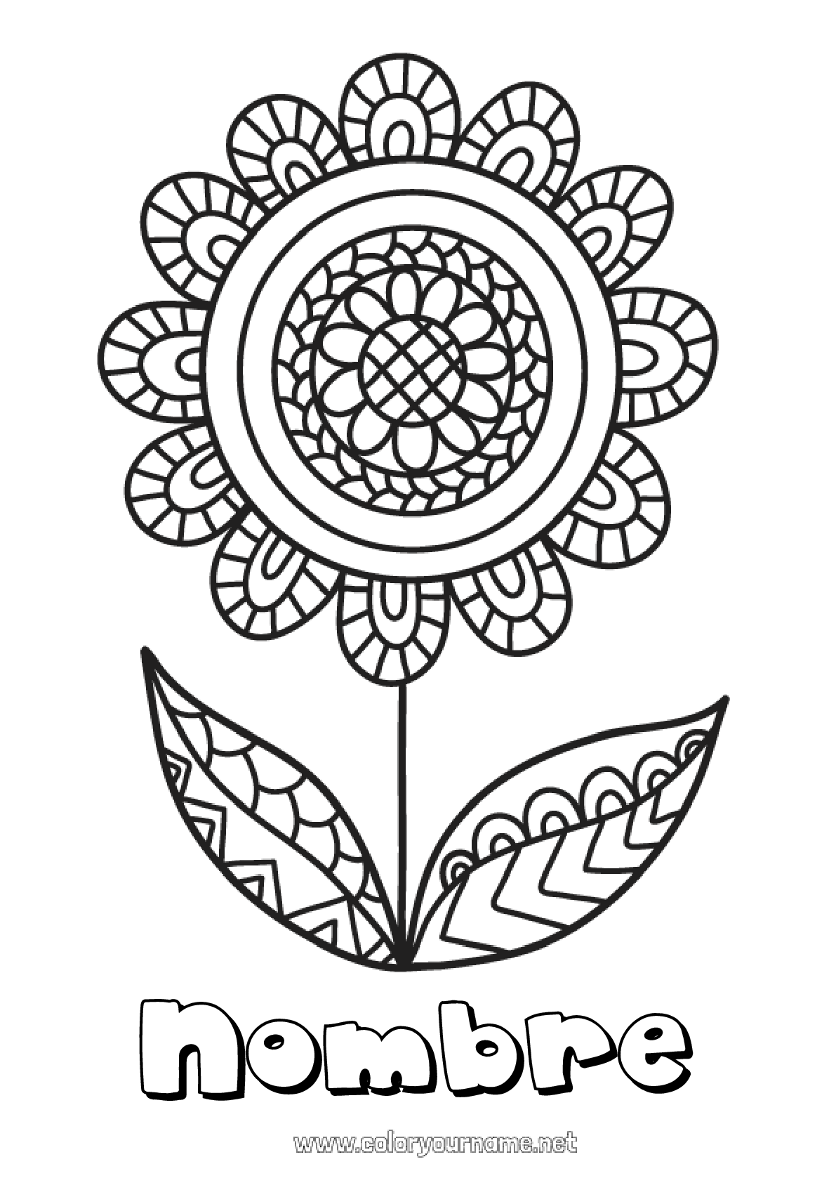 Nº de colorear 1138 - Flores Mandala Feliz día de fiesta Nº de colorear 1138 - Flores Mandala Feliz día de fiesta