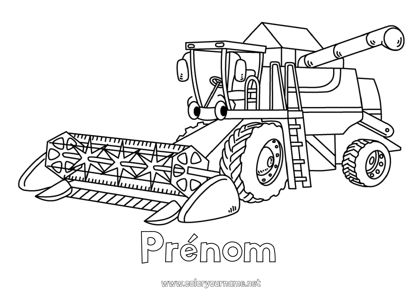Coloriage n°1179 - Véhicules Moissonneuse Véhicules de la ferme