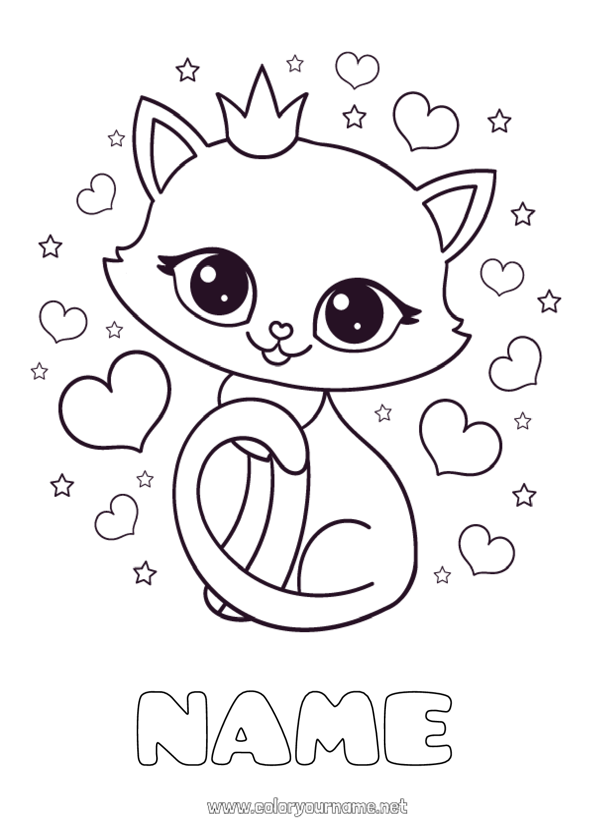 Coloring page No.1187 Cute Heart Cat