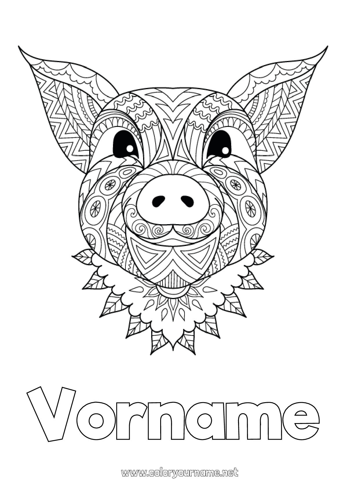 Malvorlage Nr.1191 - Mandala Schwein Chinesisches Neujahr