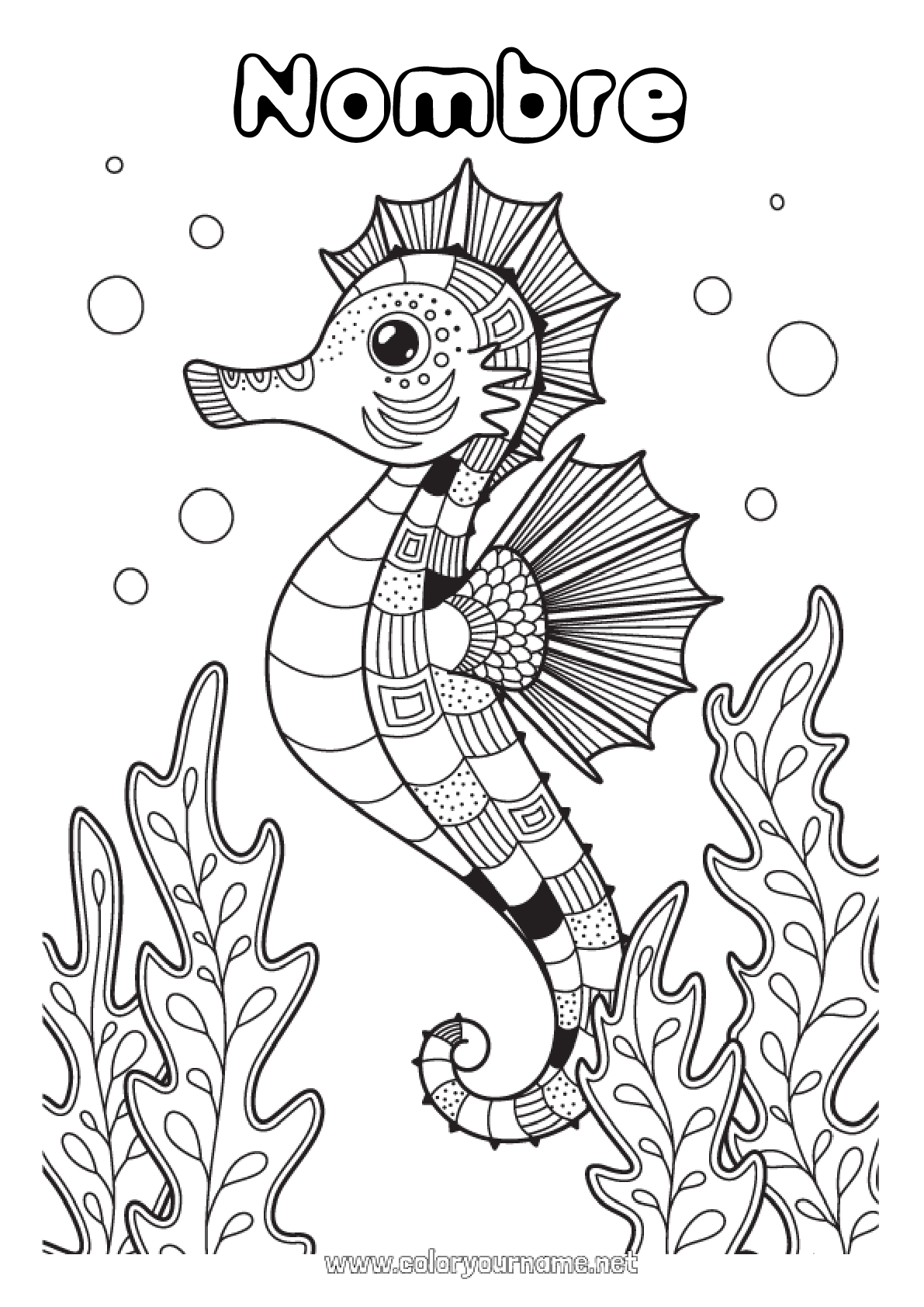 Nº de colorear 1215 - Mandala Animales Caballo de mar Nº de colorear 1215 - Mandala Animales Caballo de mar