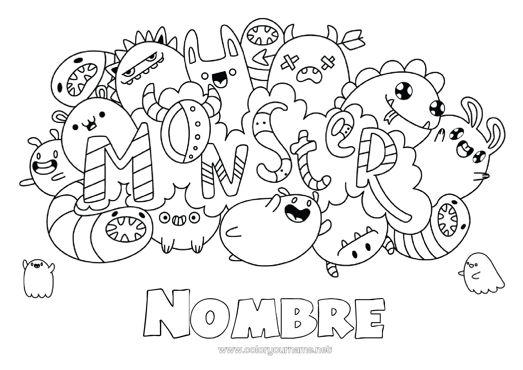 Nº de colorear 121 - Monstruo Lindo Kawaii Nº de colorear 121 - Monstruo Lindo Kawaii
