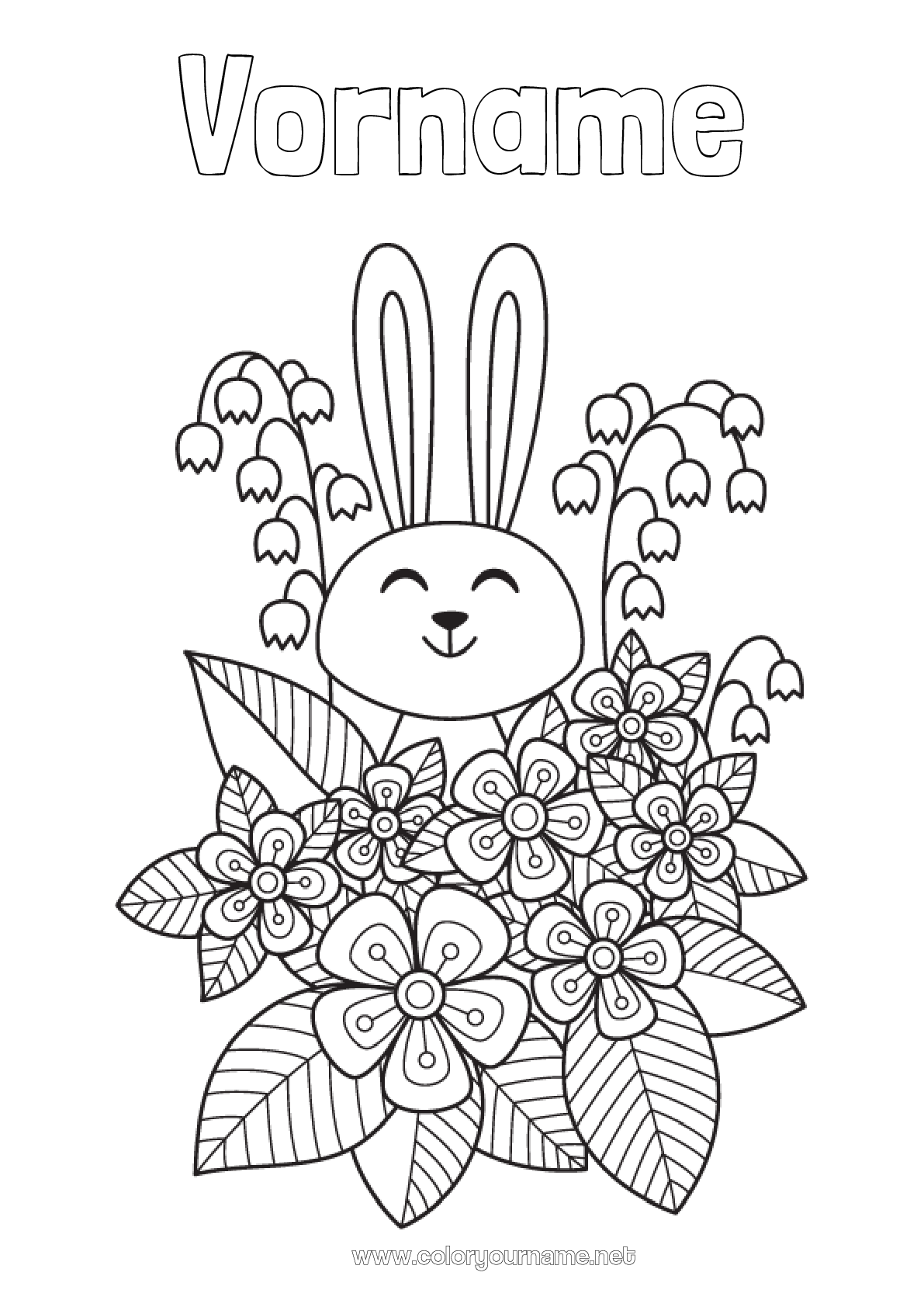 Malvorlage Nr.1222 - Blumen Frühling Hase