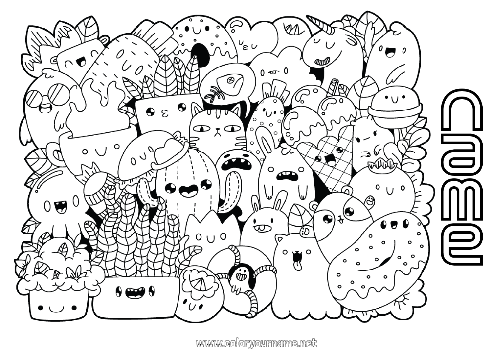10 Kawaii Doodle Printable Coloring Pages for Adults: Unleash Your Inner Artist