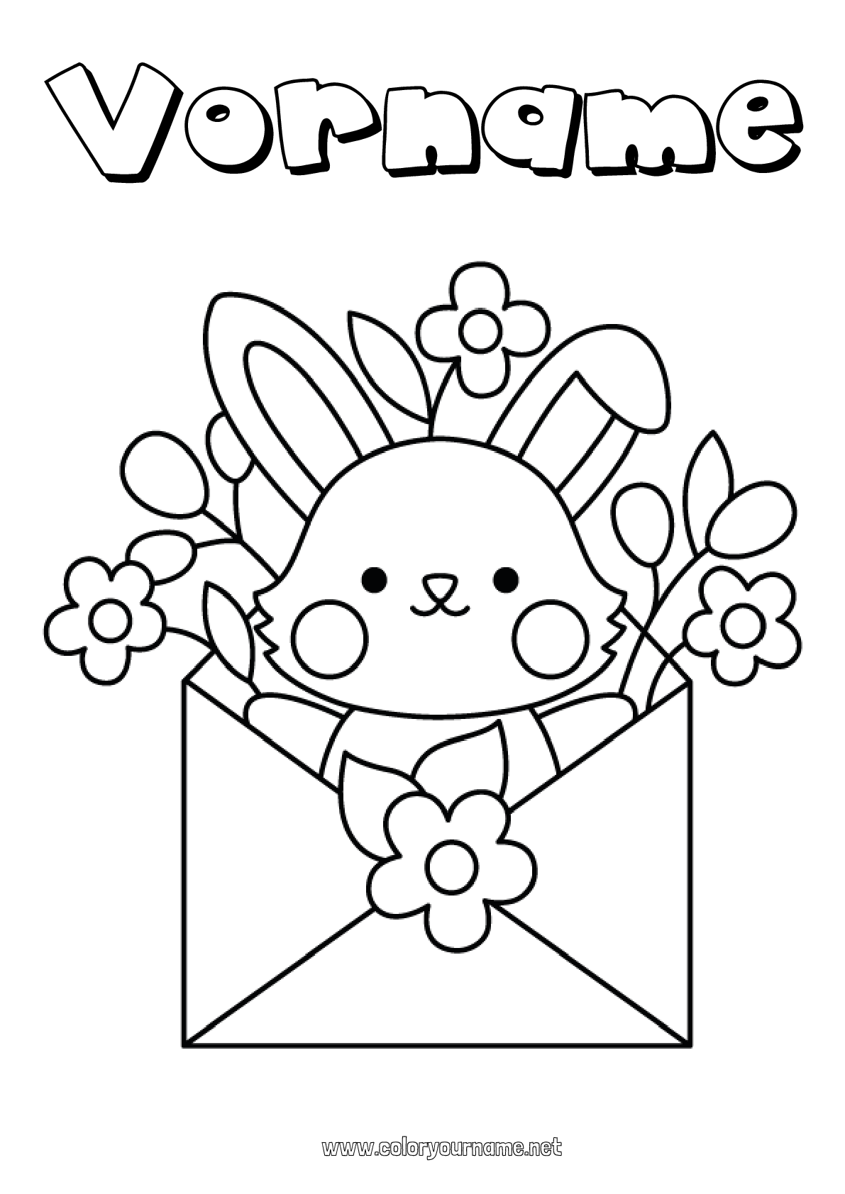 Malvorlage Nr.1239 - Blumen Frühling Hase