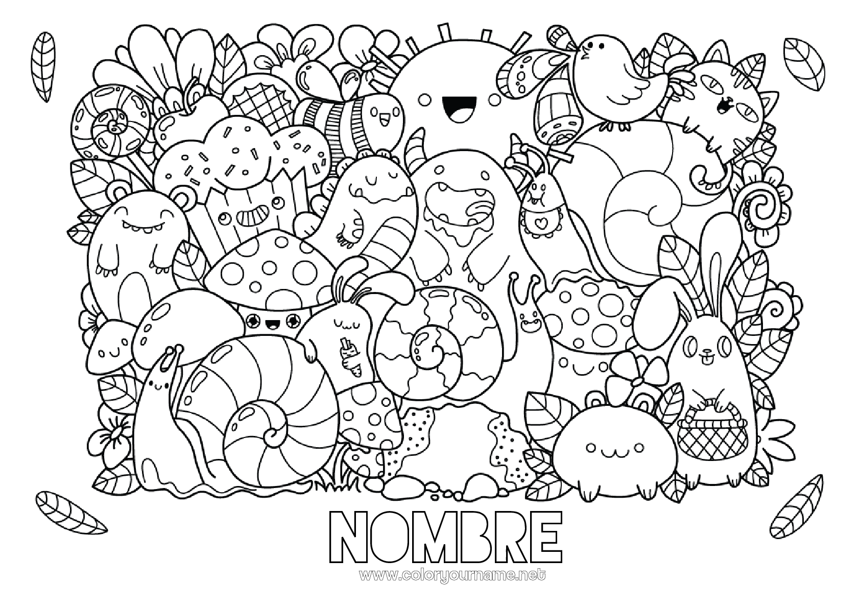N de colorear 124 lindo kawaii