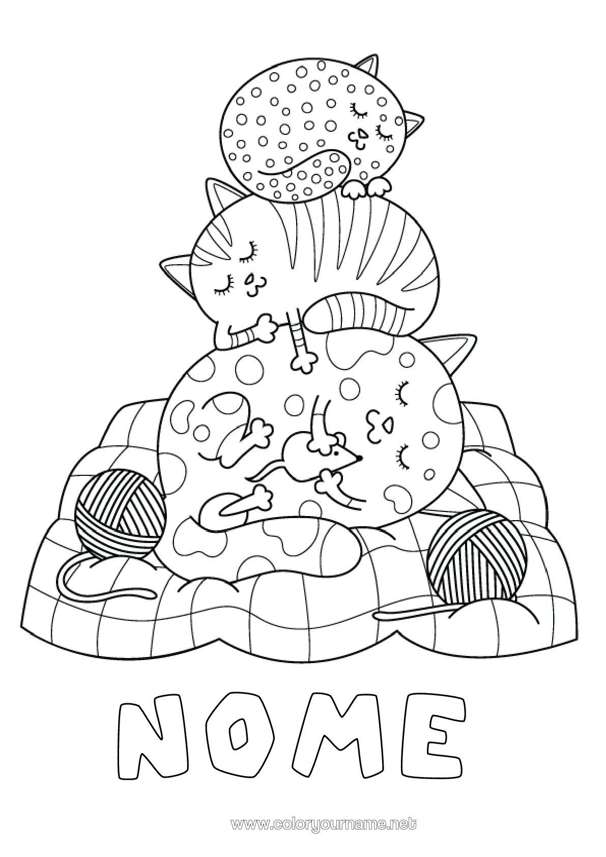 Página de desenho para imprimir Gato Animal Cães E Gatos Novelos De Lã