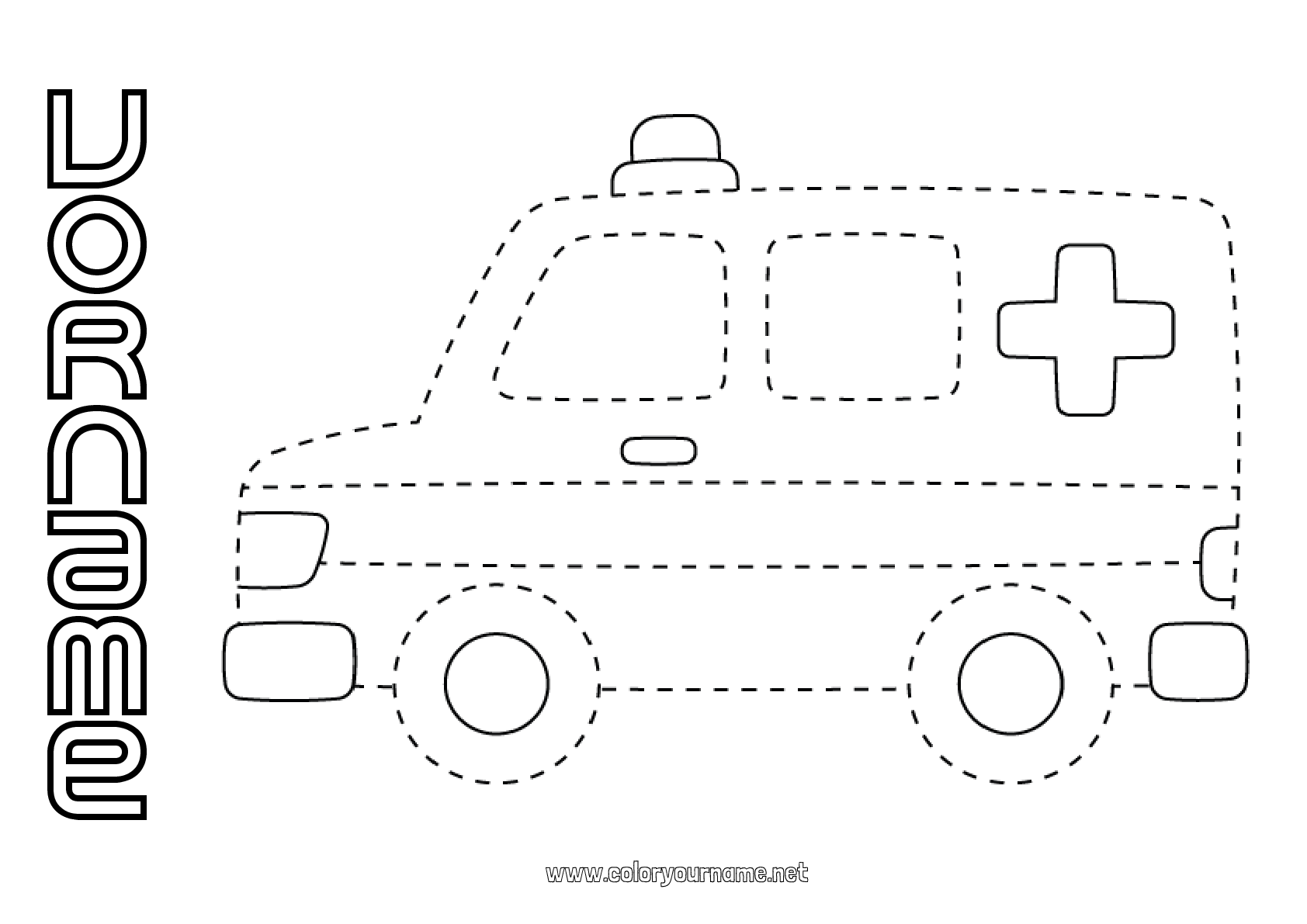  Foto zu Malvorlage Nr.1291 - Kinderaktivitäten Krankenwagen Einfache Ausmalbilder 
