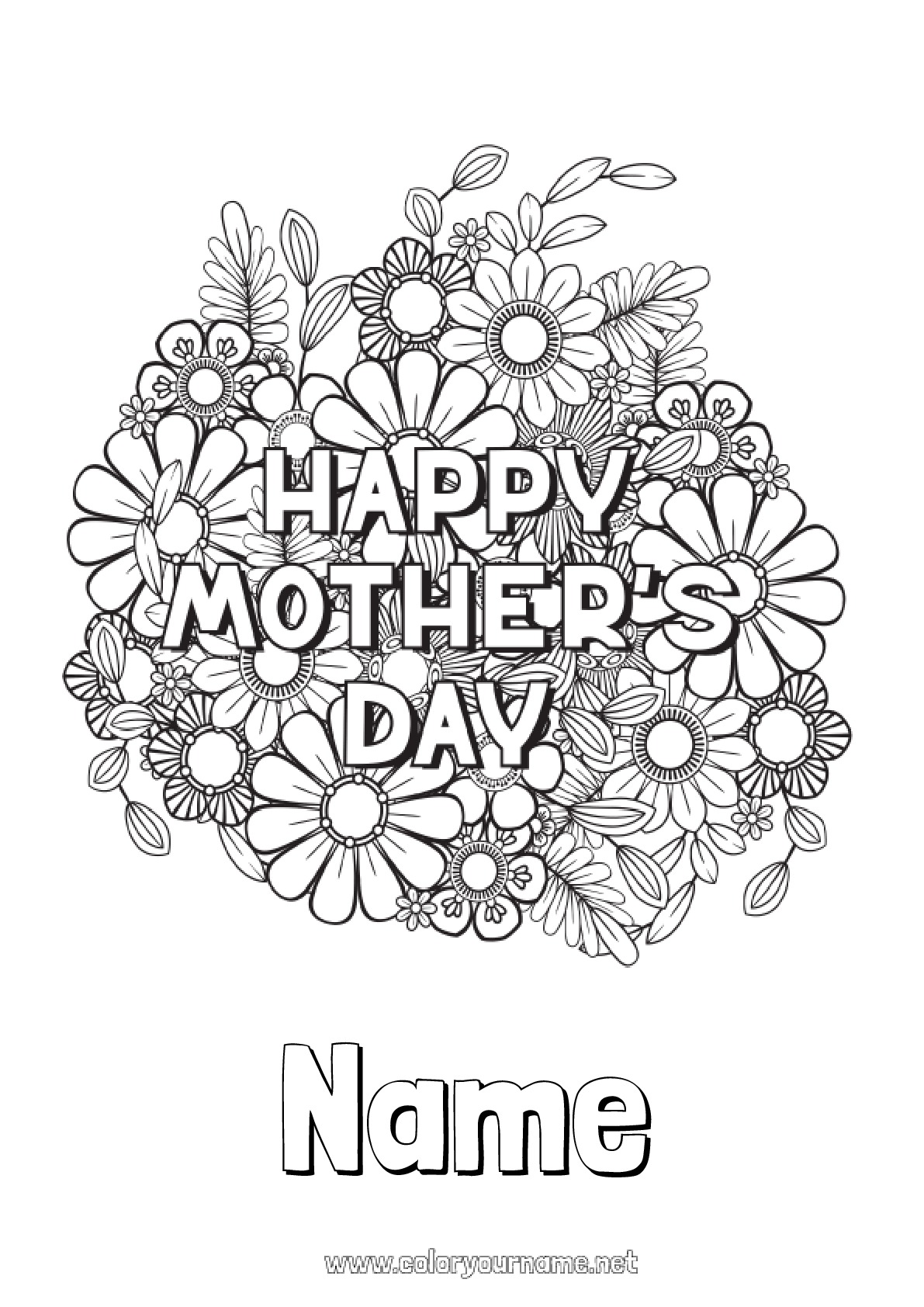 Mothers day coloring pages flowers