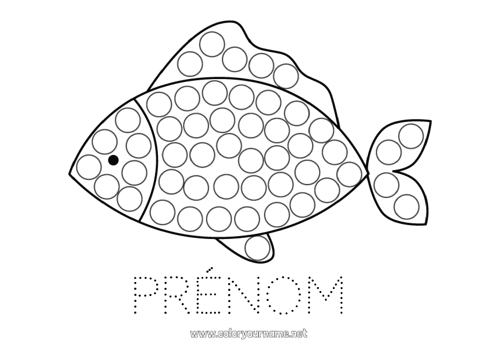Coloriage à personnaliser Activités enfants Poisson Marqueurs à points