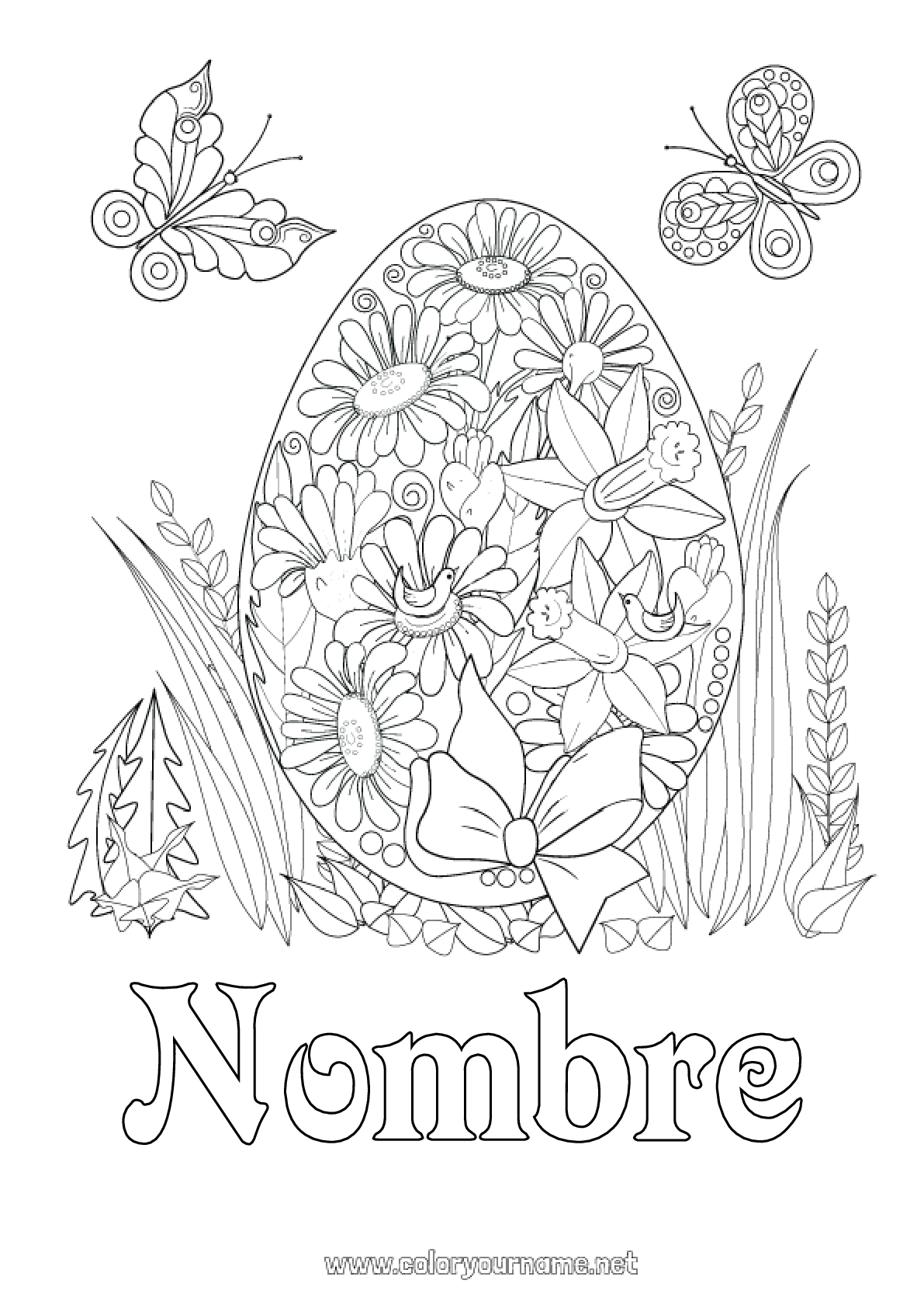 Nº de colorear 1367 - Flores Mandala Mariposa