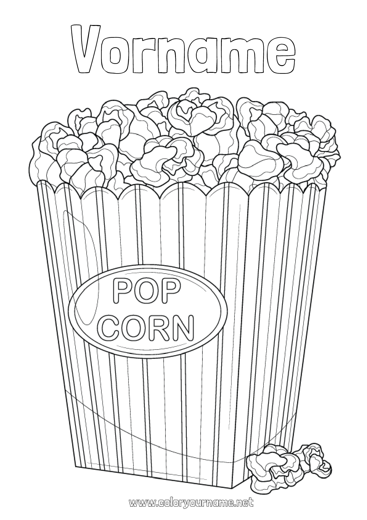 Malvorlage Nr.1372 - Essen Popcorn Leckereien, Süßigkeiten